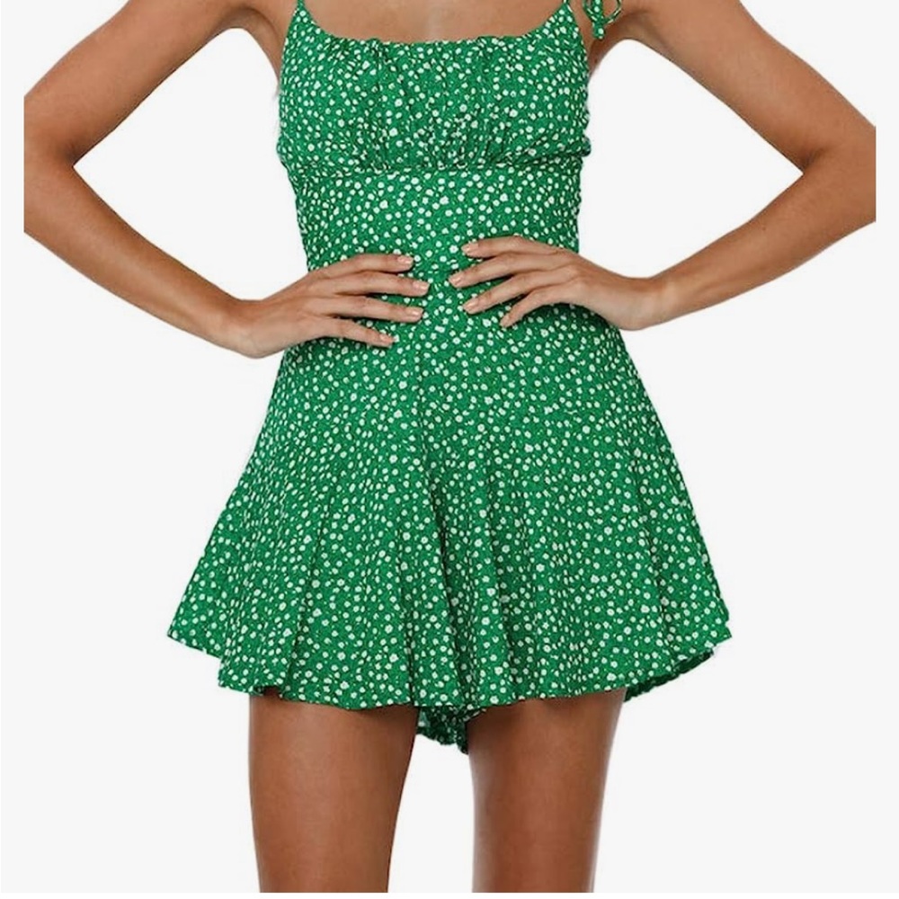 Floral Green Romper